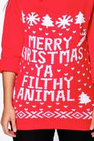Thumbnail for your product : boohoo Plus Fiona Off The Shoulder Xmas Jumper