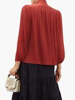 Thumbnail for your product : Zimmermann Espionage Swiss-dot Plisse-chiffon Blouse - Womens - Red