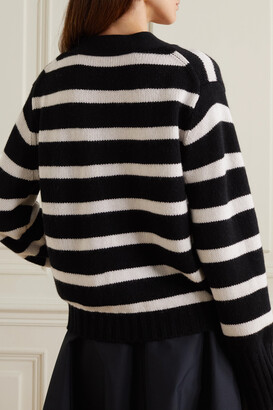Allude Striped Wool And Cashmere-blend Cardigan - Black