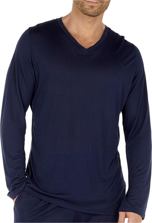 Hom Usa Men's Cocooning Long Sleeve V-Neck T- Shirt