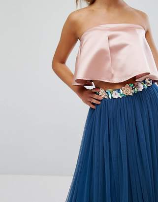 ASOS Petite PETITE Tulle Maxi Skirt with Embellished Waistband