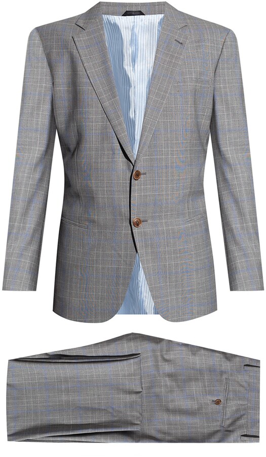 Armani Checked Suit Men's Grey ShopStyle