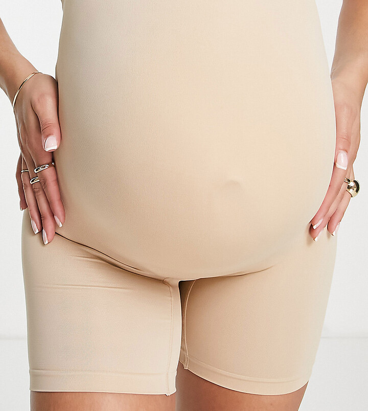 Lindex MOM nylon blend maternity seamless over the bump legging short in  beige - BEIGE - ShopStyle