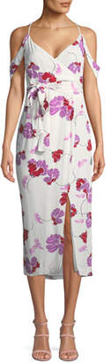 Bardot Sleeveless Floral-Print Midi Wrap Dress