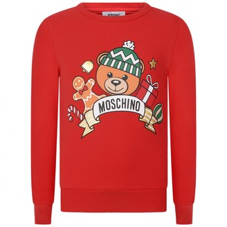 Red Festive Teddy Print Sweater