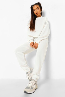 boohoo Petite Crop Sweat And Jogger Tracksuit