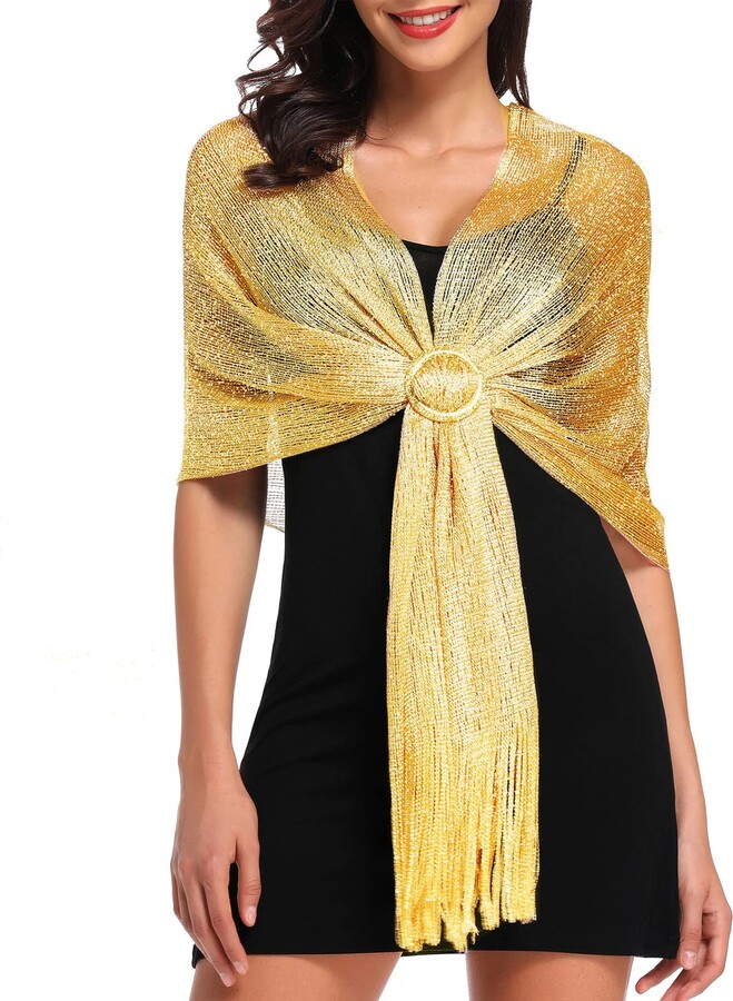 vimate Gold Shawls and Wraps for Evening Dresses - ShopStyle