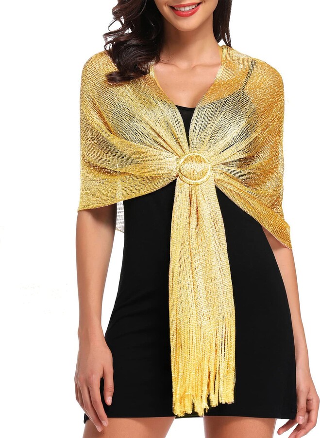 vimate Gold Shawls and Wraps for Evening Dresses ShopStyle