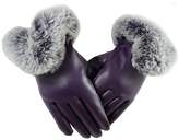 Thumbnail for your product : M-Egal 1 pair Womens Faux Leather Gloves Autumn Winter Warm Rabbit Fur Mittens