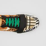 Thumbnail for your product : Burberry Animal Print and Vintage Check Sneakers
