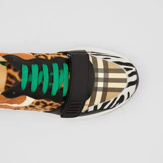 Burberry Animal Print and Vintage Check Sneakers