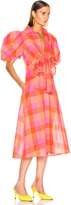 Silvia Tcherassi Perth Dress in Orange Checkered | FWRD