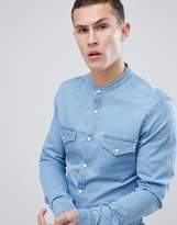 Thumbnail for your product : ASOS Design Skinny Western Shirt In Light Wash