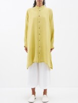 Thumbnail for your product : eskandar Stand-collar Handkerchief-hem Linen Shirt