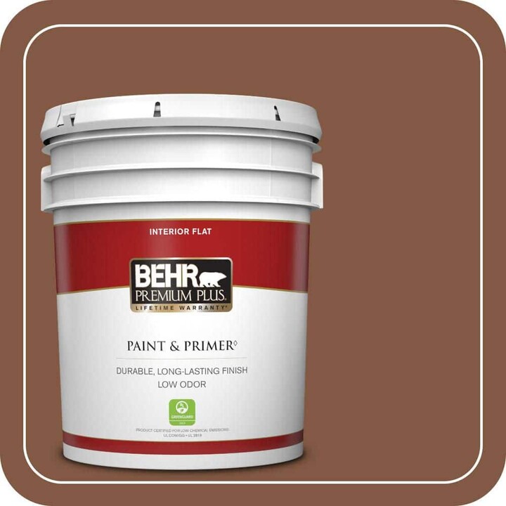 BEHR PREMIUM PLUS 5 gal. #BXC-42 Bricktone Flat Low Odor Interior Paint & Primer