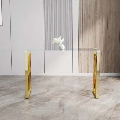 Mercer41 Console Table Stainless Steel Glass