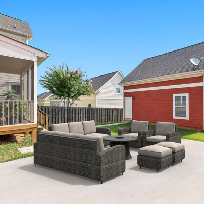 Direct Wicker Madeline Wicker/Rattan 10 - Person Seating Group With Cushions