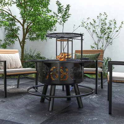 GZMWON Outsunny 2In1 Fire Pit BBQ Grill 33\
