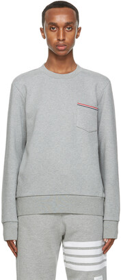 Thom Browne Grey Stripe Pocket Classic Sweatshirt