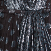 Thumbnail for your product : Loewe Brown and Metallic Blue Polka Dot Pattern Silk Pleat Detail Dress M