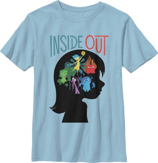 Insideout Boy'sInsideOutRileyHeadEmotionsSilhouetteT-Shirt-LightBlue-Large