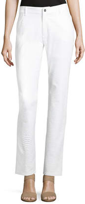 Lafayette 148 New York Curvy Slim-Leg Textured Jeans, White