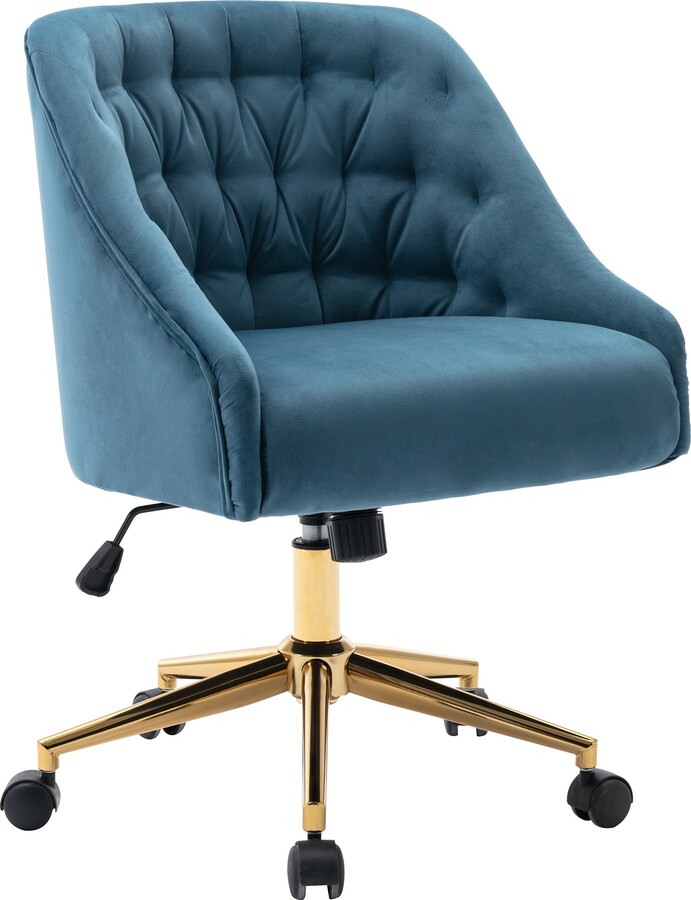 Porthos Home Hattie Tufted Velvet Office Chair, Gold Base With Wheels ShopStyle