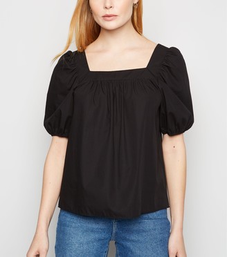 New Look Poplin Square Neck Puff Sleeve Top
