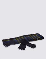 Thumbnail for your product : Marks and Spencer Oversized Checked Scarf & Gloves Set