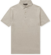Thumbnail for your product : Loro Piana Slim-Fit Contrast-Tipped Linen-Jersey Polo Shirt