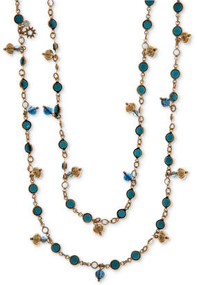 Marchesa Gold-Tone Colored Stone Long Strand Necklace