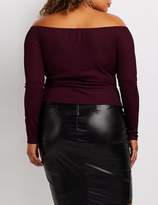Thumbnail for your product : Charlotte Russe Plus Size Ribbed O-Ring Off-The-Shoulder Top