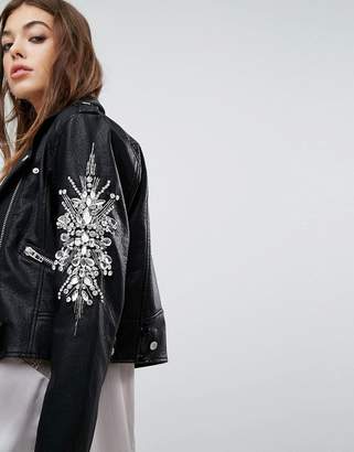 Blank NYC Biker Jacket With Jewel Embellishment
