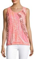 Thumbnail for your product : Berek Wavy Sequined-Front Shell, Coral, Plus Size
