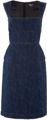 Paule Ka Sleeveless Denim Jacquard Dress with Top Stitch Detail
