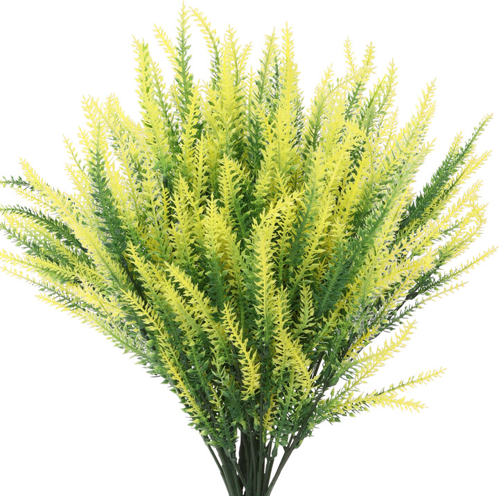 Unique Bargains 10 Bundles Lavender Fake Artificial Flowers Faux Plastic Plants Yellow