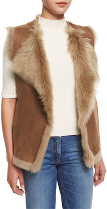 Theory Petriva Tuck Suede Shearling-Lined Reversible Vest