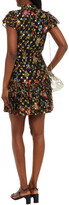 Thumbnail for your product : Derek Lam 10 Crosby Pussy-bow Pleated Printed Metallic Fil Coupé Voile Mini Dress