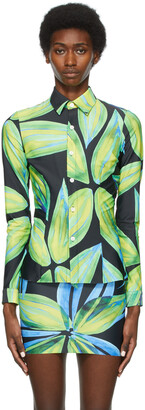 Louisa Ballou SSENSE Exclusive Blue & Green Jersey Leaf Shirt