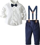 SANGTREE Baby Boys Clothes, Dress Shirt with Bowtie + Suspender Pants, 3 Months – 14 Years