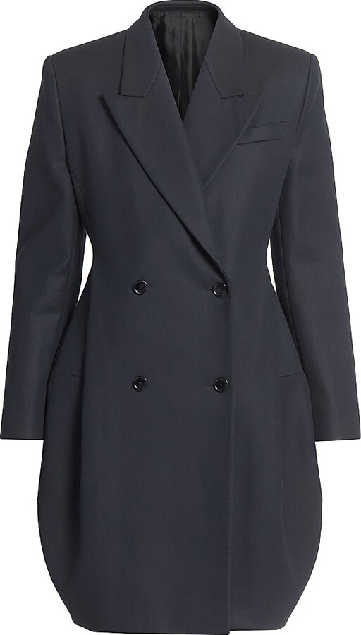 Alaia Women's Tailored Cotton Double-Breasted Coat - Marine Fonce - Size 2