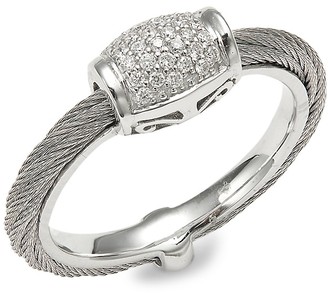 Alor 18K White Gold, Stainless Steel Diamond Cable Ring/Size 5