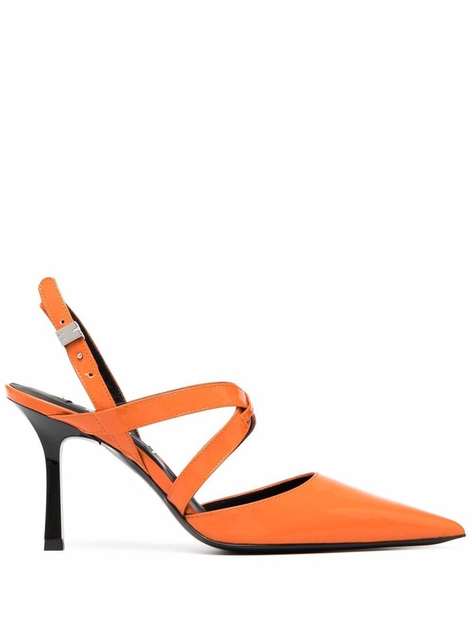 orange slingback pumps