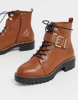 asos design armour chain lace up boots in black