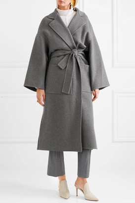 Loewe Oversized Belted Wool And Cashmere-blend Coat - Stone