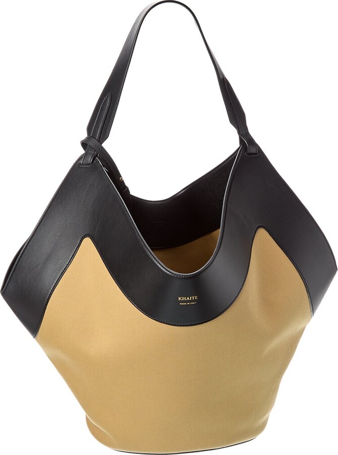 KHAITE Lotus Medium Canvas & Leather Tote