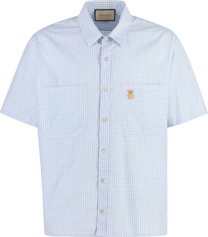 Gucci - Men - Panelled Cotton-jersey and logo-jacquard Silk-Blend Polo Shirt Blue - S