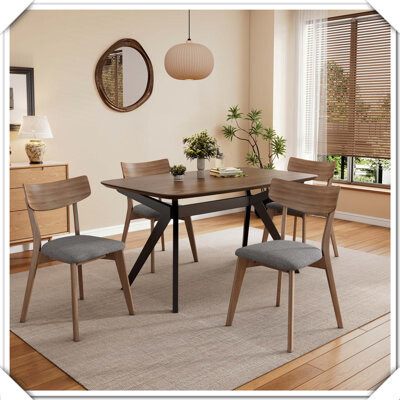 George Oliver Upholstered Rubberwood Frame Dining 5-Piece Set Practical Durable Stylish Functional
