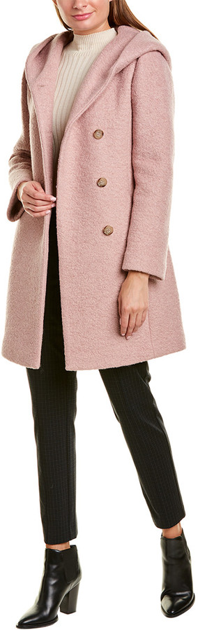 cole haan hooded wool blend coat