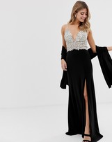 Thumbnail for your product : Jovani cami strap maxi dress with embellished upper and side split